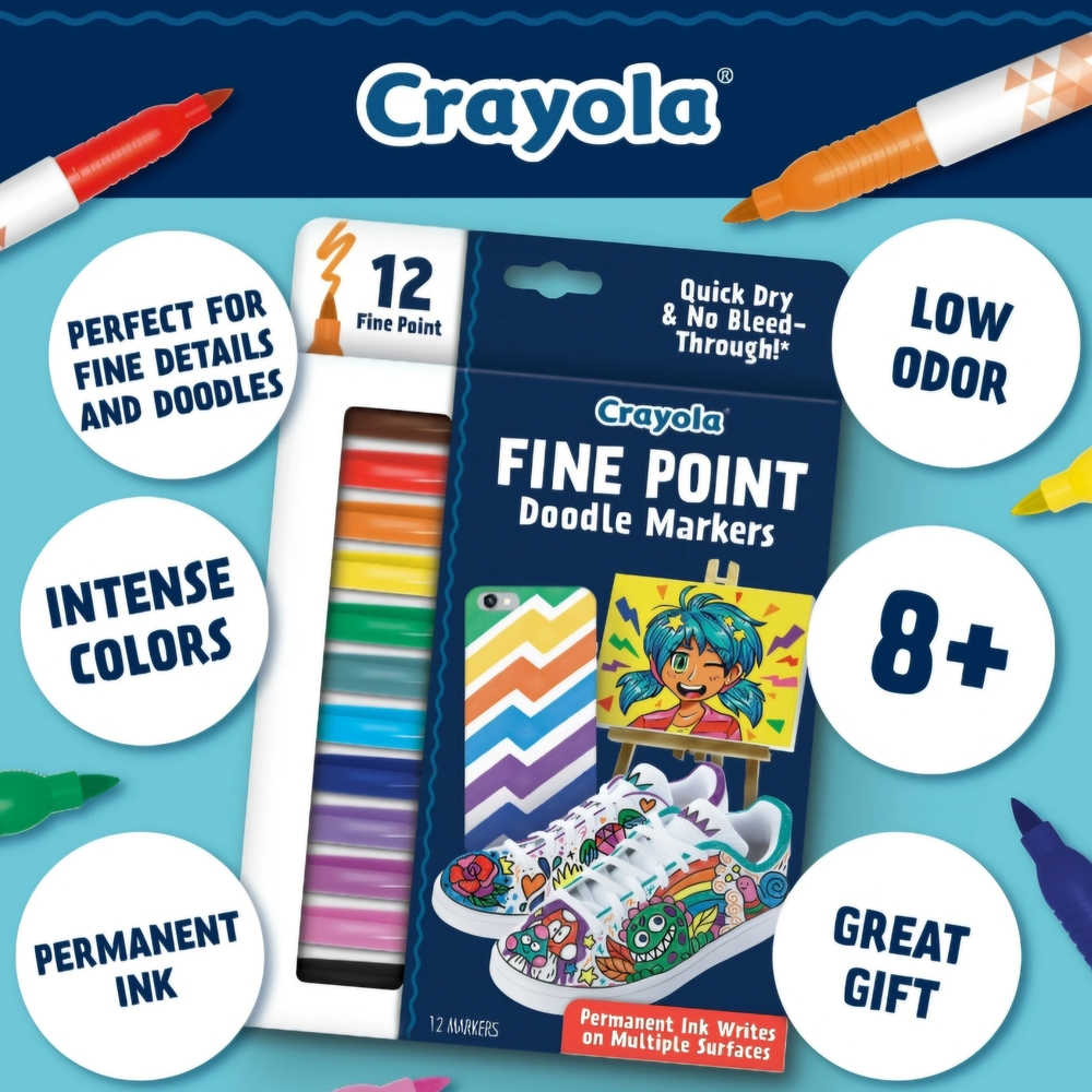 🚦♡Crayola Fine Point Doodle Markers - Assorted Colors